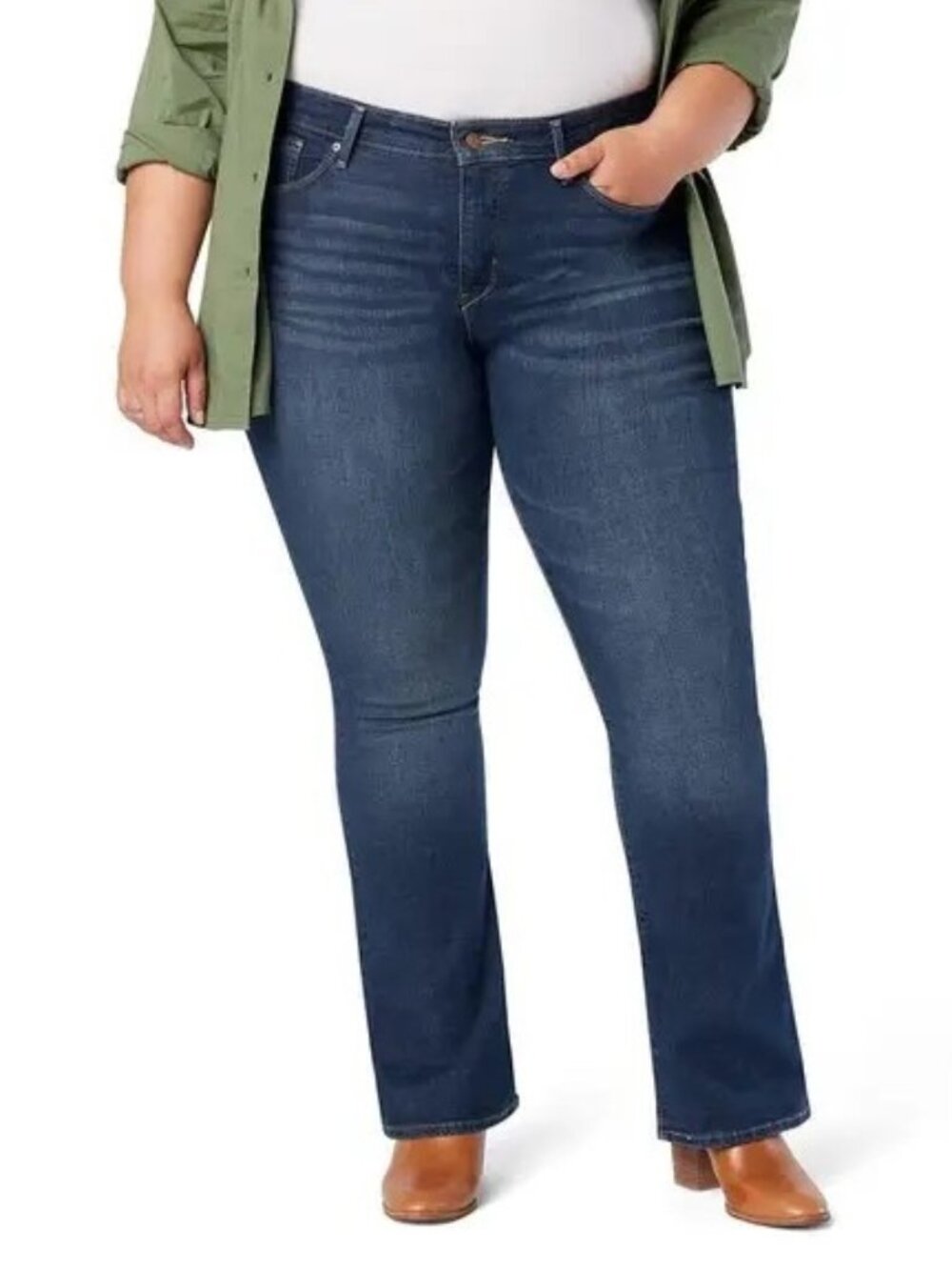 New Levi Strauss Signature Women's Totally Shaping Bootcut Jeans, Blue, Size 28L